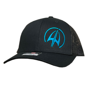 Teal Symbol Black Trucker Hat