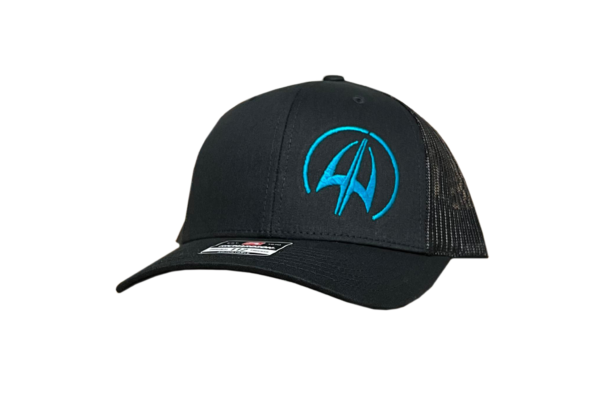 Teal Symbol Black Trucker Hat