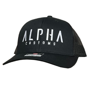 White Logo Black Trucker Hat