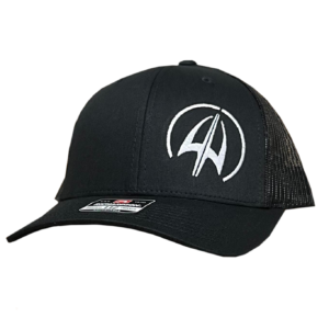 White Symbol Black Trucker Hat