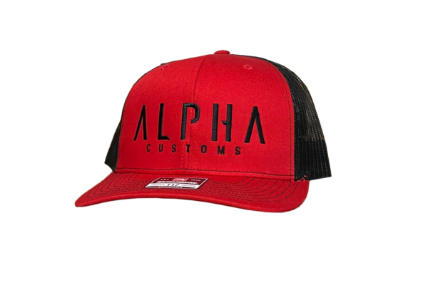 Black Logo Red Trucker Hat