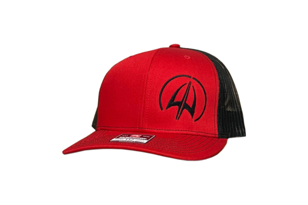 Black Symbol Red Trucker Hat