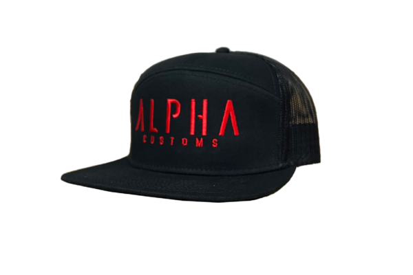 Red Logo Black Trucker Hat