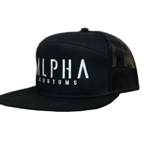 White Logo Black Trucker Hat
